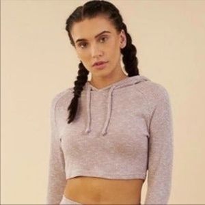 Gymshark Slounge Cropped Hoodie - Taupe Marl XS